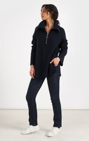 Boomerang - LUNIX BOOMWOOL HALF ZIP RIB POLO - Night sky