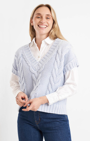 Boomerang - LUN BOOMWOOL CABLE VEST - Pale blue