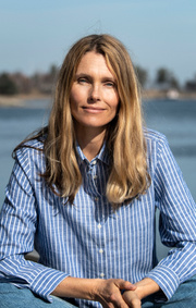 Boomerang - Lina Randig Skjorta - Deep sea