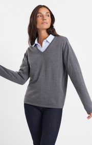Boomerang - BEATA V-NECK MERINO SWEATER - Grey melange