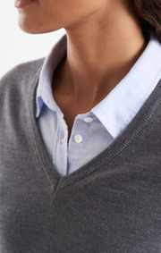 Boomerang - BEATA V-NECK MERINO SWEATER - Grey melange