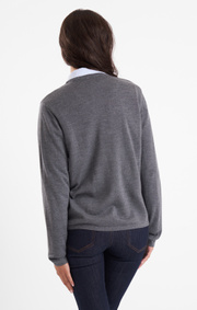 Boomerang - BEATA V-NECK MERINO SWEATER - Grey melange