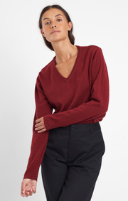 Boomerang - BEATA V-NECK MERINO SWEATER - Deep red