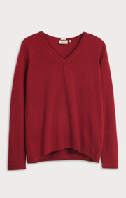Boomerang - BEATA V-NECK MERINO SWEATER - Deep red