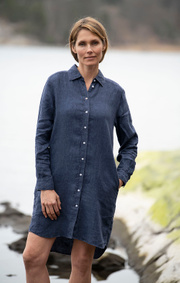 Boomerang - Bea linneklänning - Midnight blue