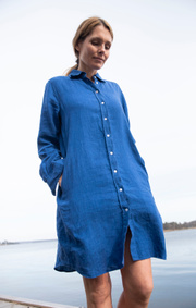Boomerang - Bea linneklänning - Blue depth