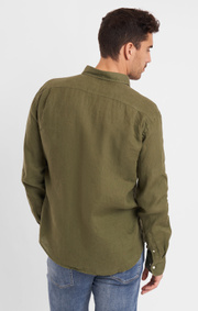 Boomerang - Linus Linneskjorta Tailored - Winter moss