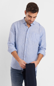 Boomerang - Linus Linneskjorta Tailored - Cloud blue