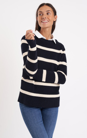 Boomerang - LEONIE ORGANIC COTTON SWEATER STRIPE - Midnight blue