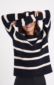 Boomerang - LEONIE ORGANIC COTTON SWEATER STRIPE - Midnight blue