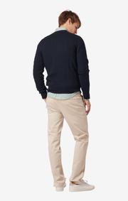 LUND CABLE KNIT CONTRAST O-NECK SWEATER