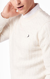 LUND CABLE KNIT CONTRAST O-NECK SWEATER