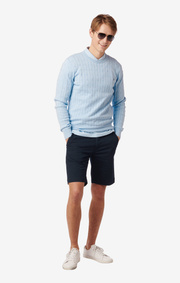 LUND CABLE KNIT CONTRAST O-NECK SWEATER
