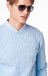 LUND CABLE KNIT CONTRAST O-NECK SWEATER