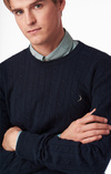 LUND CABLE KNIT CONTRAST O-NECK SWEATER