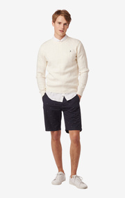 LUND CABLE KNIT CONTRAST O-NECK SWEATER