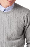 LUND CABLE KNIT CONTRAST O-NECK SWEATER