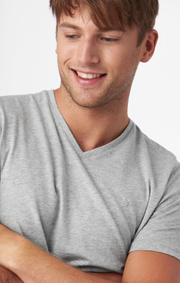 Boomerang - Basic v-neck t-shirt - Lt grey melange