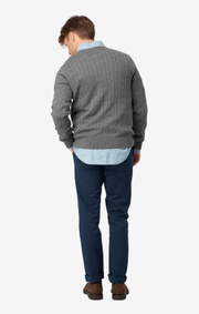 COTTON CASHMERE CABLE CREW NECK SWEATER