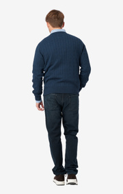COTTON CASHMERE CABLE CREW NECK SWEATER