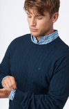COTTON CASHMERE CABLE CREW NECK SWEATER