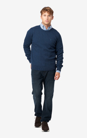 COTTON CASHMERE CABLE CREW NECK SWEATER