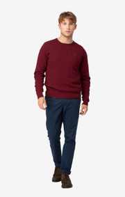 COTTON CASHMERE CABLE CREW NECK SWEATER