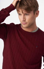 COTTON CASHMERE CABLE CREW NECK SWEATER