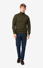 COTTON CASHMERE HALF ZIP SWEATER