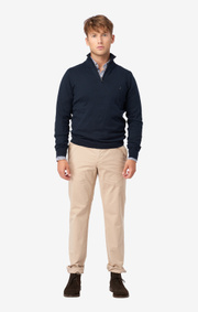 COTTON CASHMERE HALF ZIP SWEATER