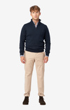 COTTON CASHMERE HALF ZIP SWEATER