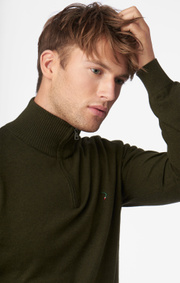 COTTON CASHMERE HALF ZIP SWEATER