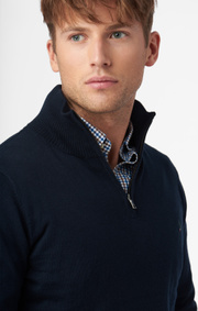 COTTON CASHMERE HALF ZIP SWEATER