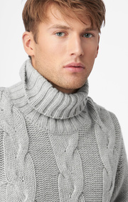 Boomerang - Cable roll neck sweater - Grey melange