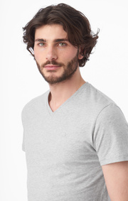 Boomerang - Jarl v-neck t-shirt - Lt grey melange