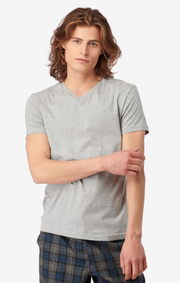 Boomerang - JARL V-NECK T-SHIRT - Lt grey melange
