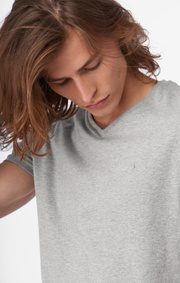 Boomerang - JARL V-NECK T-SHIRT - Lt grey melange