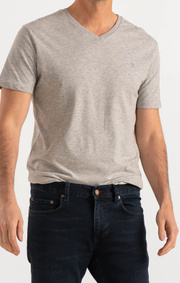 Boomerang - JARL V-NECK T-SHIRT - Lt grey melange