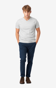 Boomerang - JARL V-NECK T-SHIRT - Lt grey melange