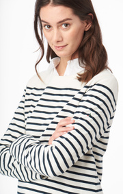 Boomerang - Malva striped jersey top - Offwhite