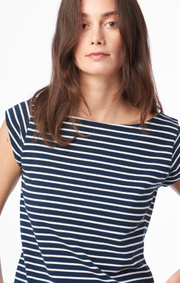 Boomerang - FREJUS STRIPED PIQUÉ TOP - Midnight blue