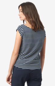 Boomerang - FREJUS STRIPED PIQUÉ TOP - Midnight blue