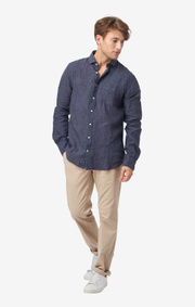 Boomerang - LINUS LINEN T.A. FIT CUT AWAY SHIRT - Blue nights