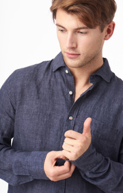 Boomerang - LINUS LINEN T.A. FIT CUT AWAY SHIRT - Blue nights