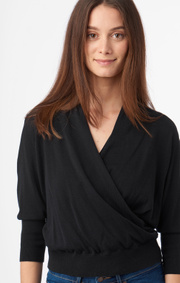 Boomerang - SAGA KNITTED WRAP SWEATER - Black