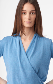 Boomerang - SAGA KNITTED WRAP SWEATER - Blue dusk