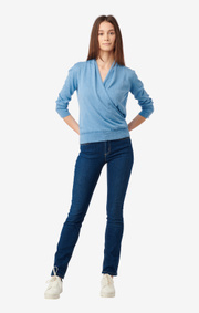 Boomerang - SAGA KNITTED WRAP SWEATER - Blue dusk