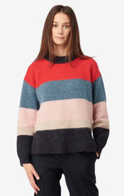 Boomerang - Petra stripe o-neck sweater - Postbox red