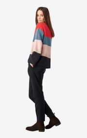 Boomerang - Petra stripe o-neck sweater - Postbox red