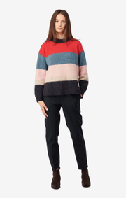 Boomerang - Petra stripe o-neck sweater - Postbox red